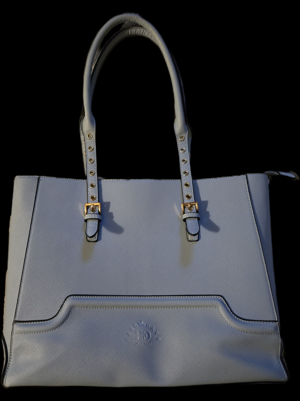 Ease Gave Light Blue Structured Handbag With Chocolate Brown Interior. Like New.
